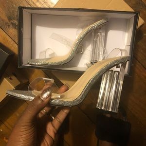Silver sparkle heels